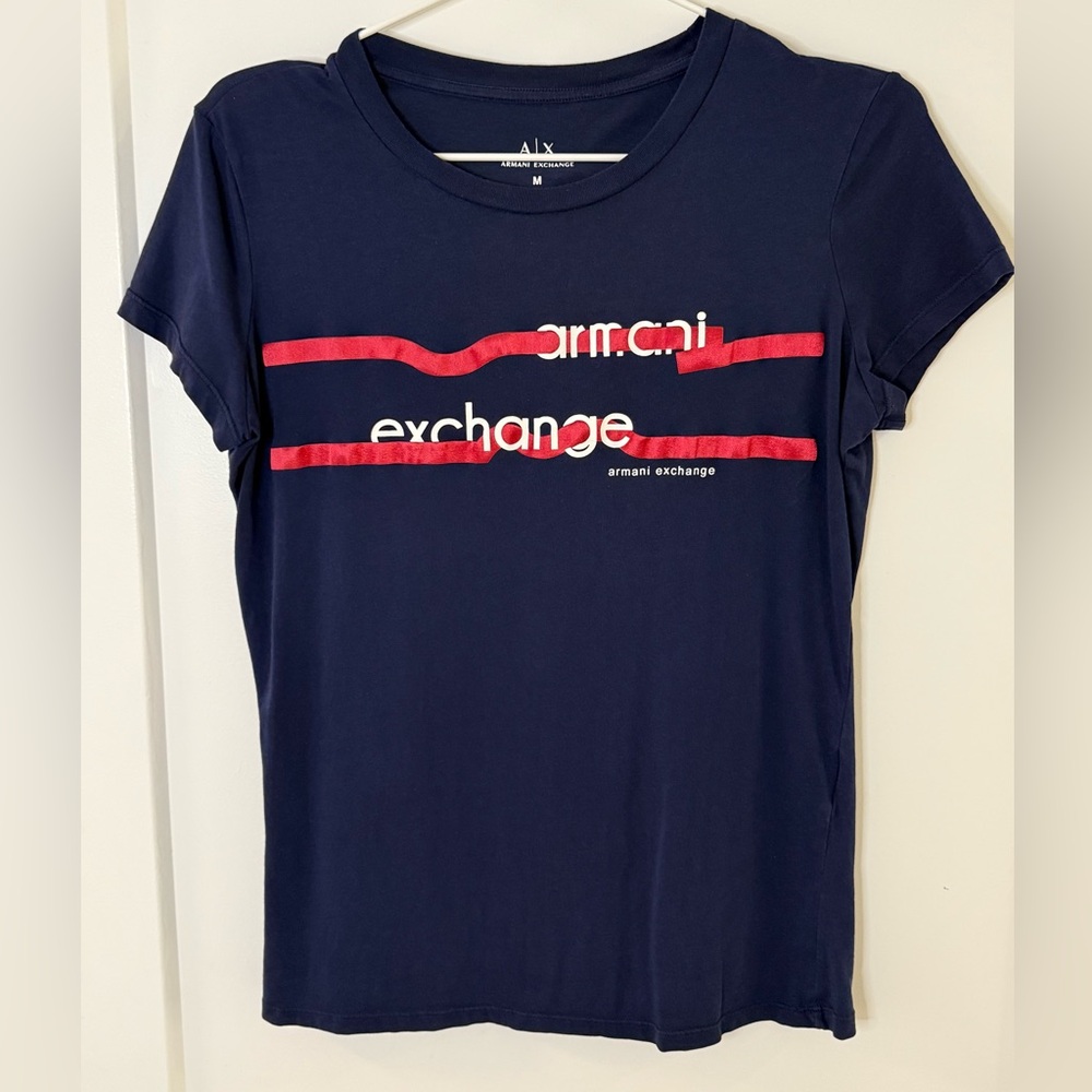 Armani Exchange Fitted Blue Graphic Tee